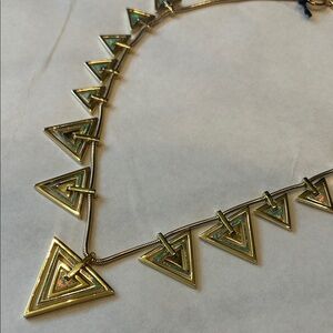 NOir Gold tone nova brass Triangle opal Necklace one size new bohemian festival